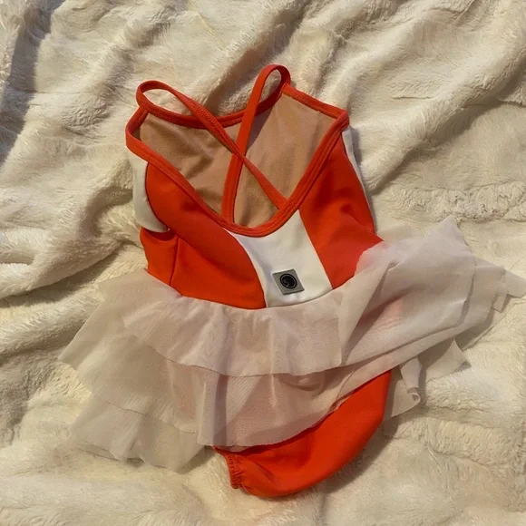 Girls' pink and White Ruffled leotard five dancewear new with - Picture 2 of 3